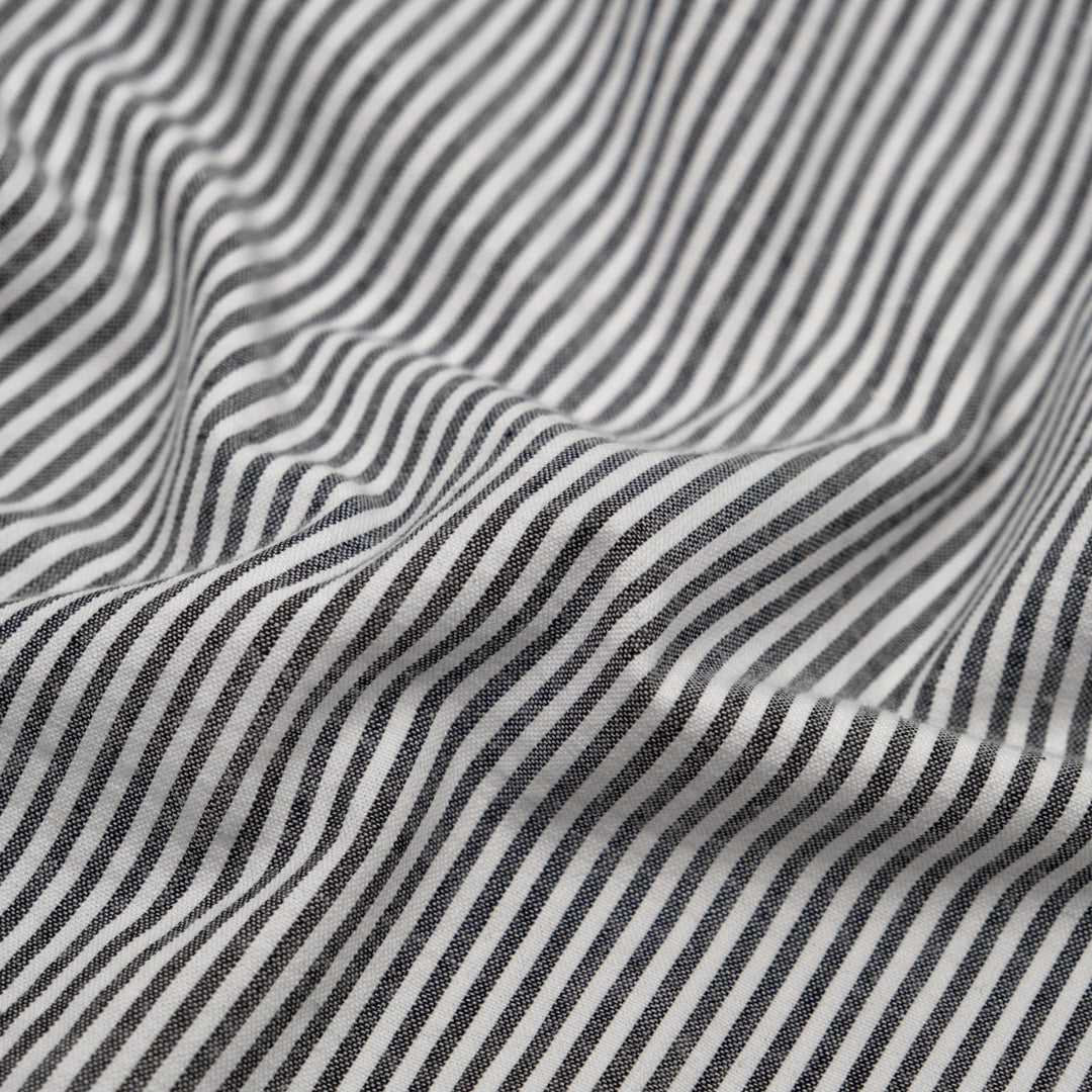 Mini Stripe Cotton Seersucker - Black/White | Blackbird Fabrics