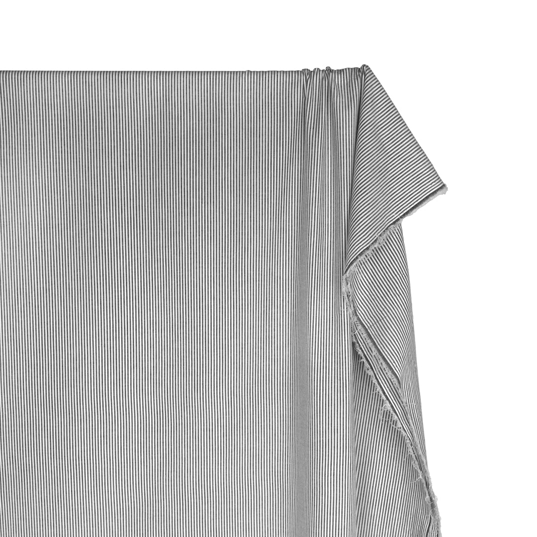 Mini Stripe Cotton Seersucker - Black/White | Blackbird Fabrics