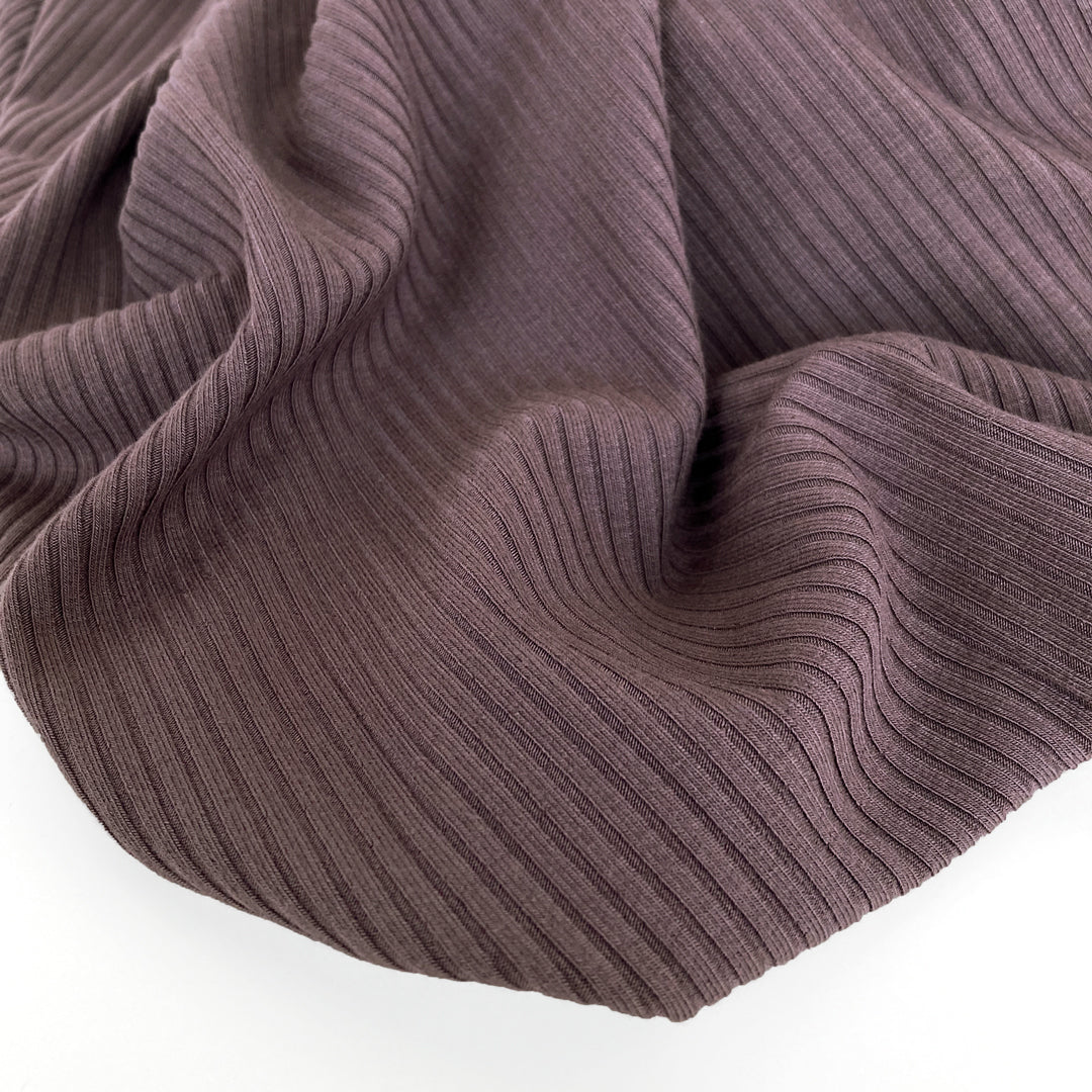 Medium Weight Bamboo Rib Knit - Raisin