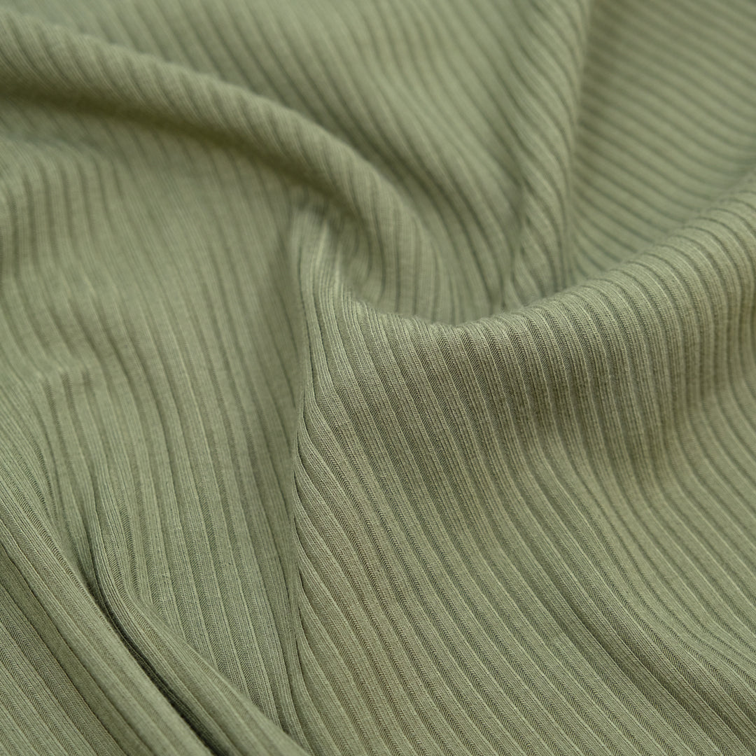 Medium Weight Bamboo Rib Knit - Thyme | Blackbird Fabrics