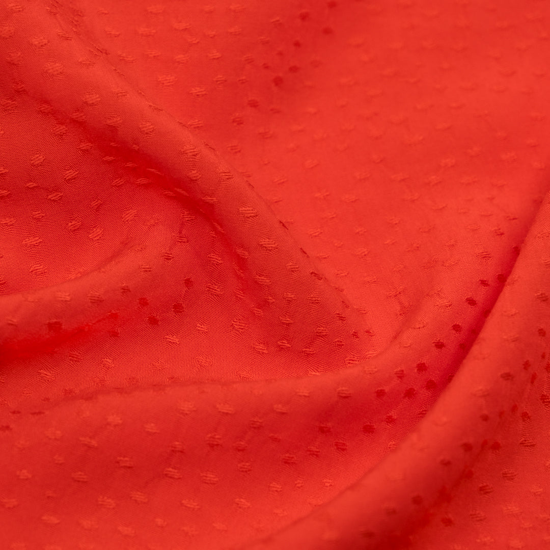 Silky Dotted Viscose Dobby - Flame | Blackbird Fabrics