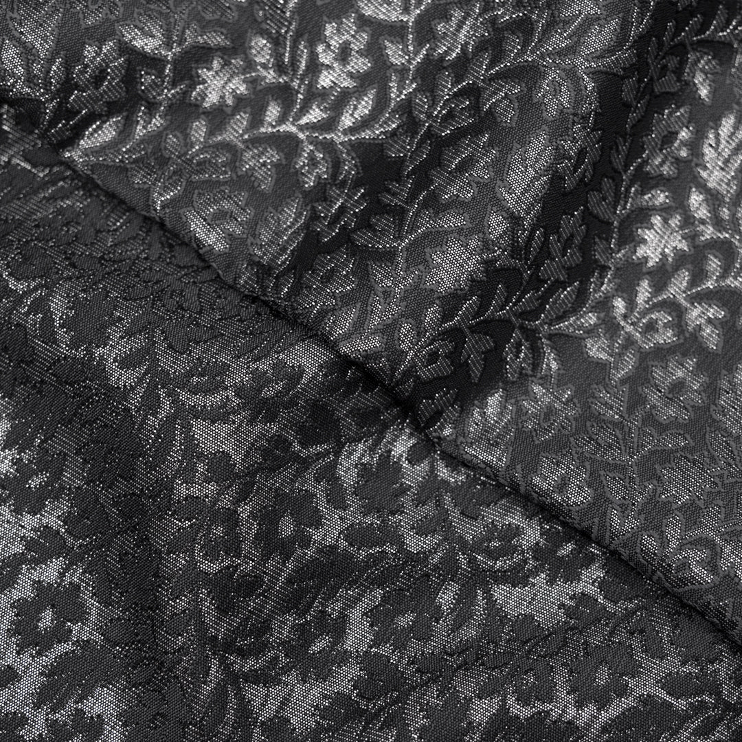 Enchanted Poly Metallic Jacquard - Silver/Charcoal | Blackbird Fabrics