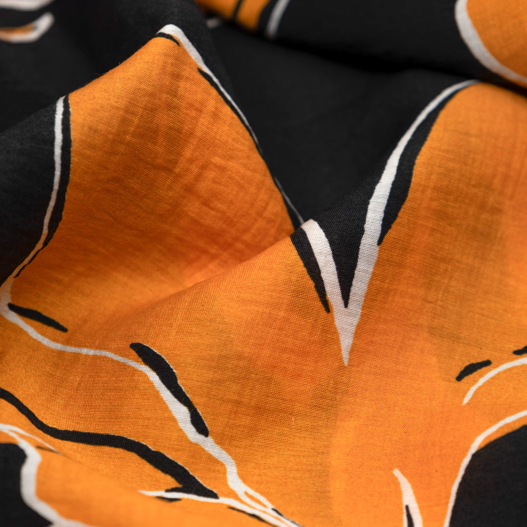 Tiger Lily Lyocell Blend Voile - Black/Spritz | Blackbird Fabrics