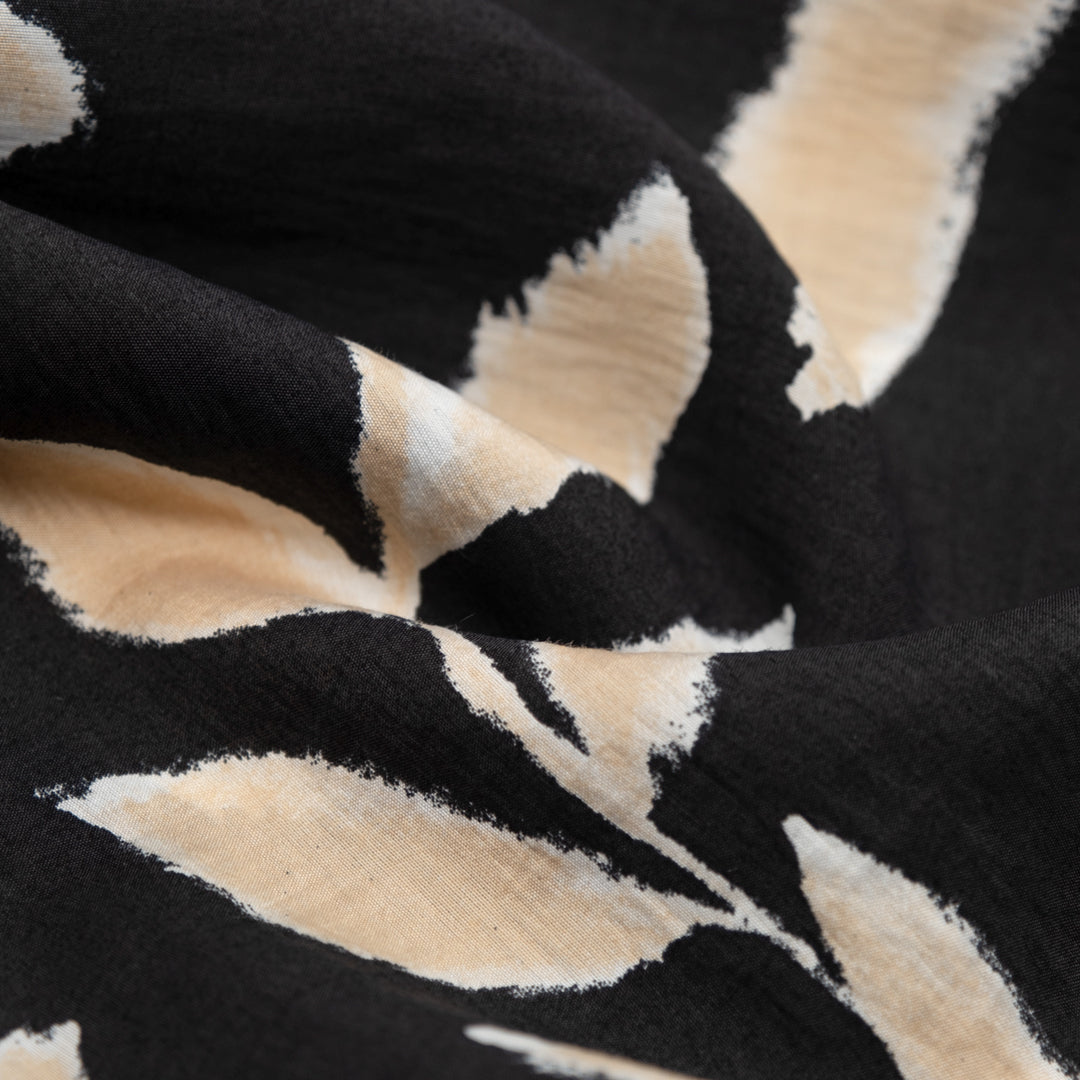 Branching Out Lyocell Blend Voile - Black/Sand | Blackbird Fabrics