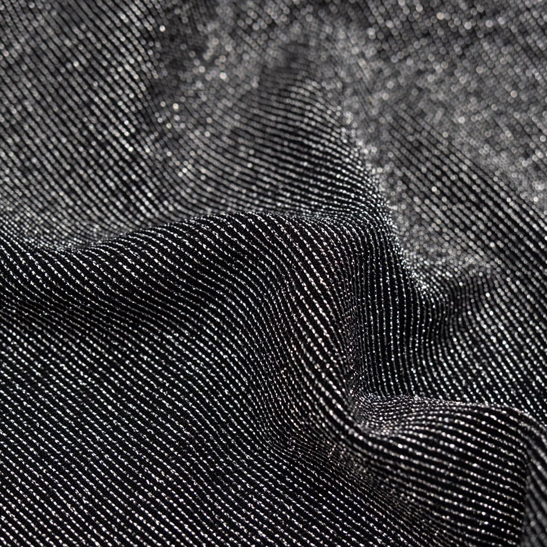 Spotlight Nylon Metallic Rib Knit - Silver | Blackbird Fabrics