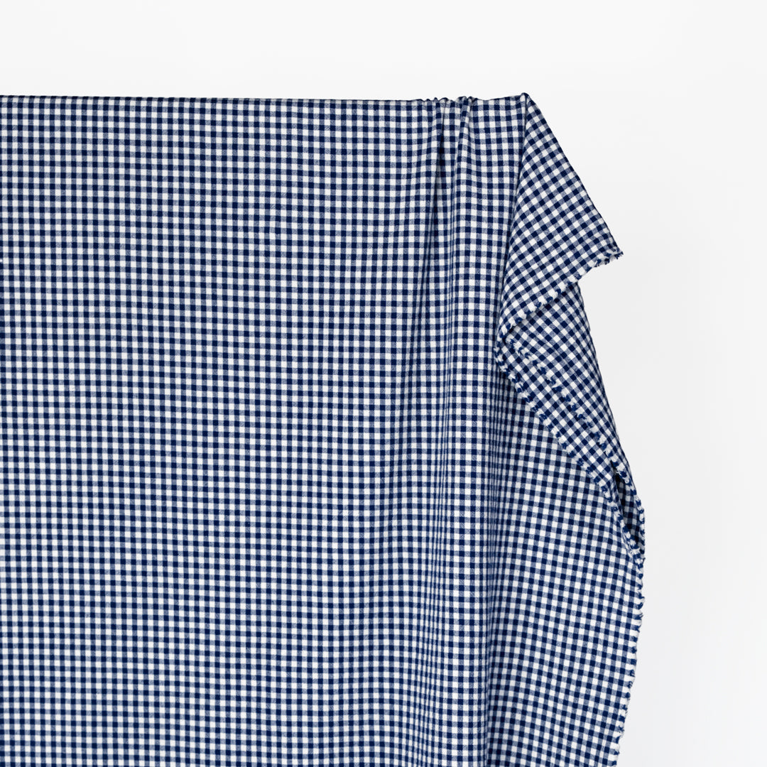 Mini Gingham Rustic Organic Cotton - Navy | Blackbird Fabrics