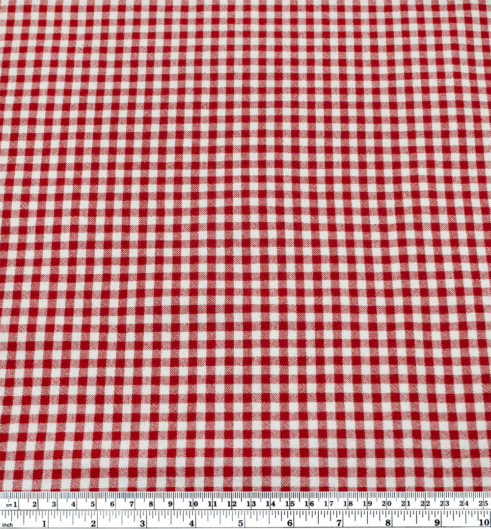 Mini Gingham Rustic Organic Cotton - Classic Red | Blackbird Fabrics