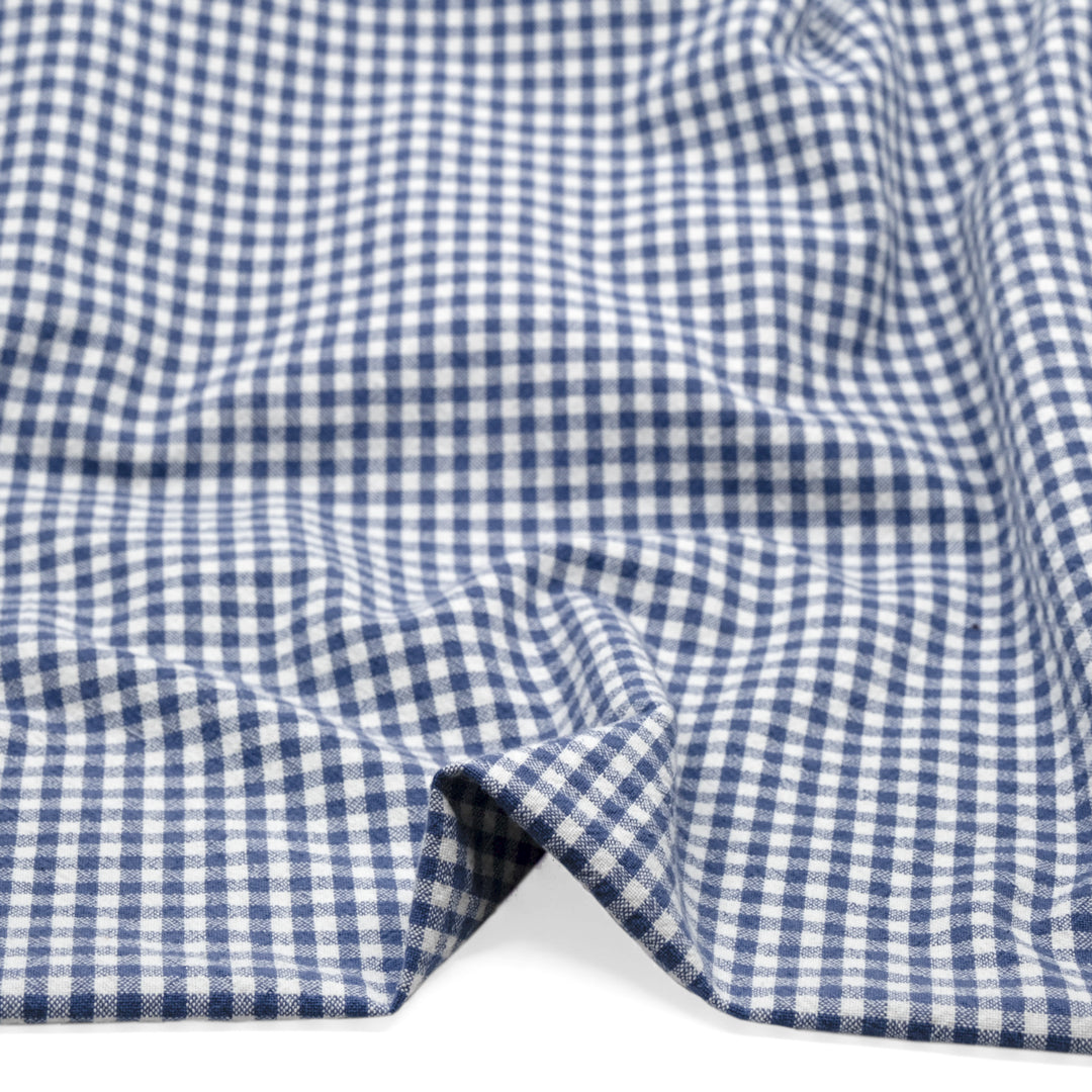 Mini Gingham Rustic Organic Cotton - Denim | Blackbird Fabrics