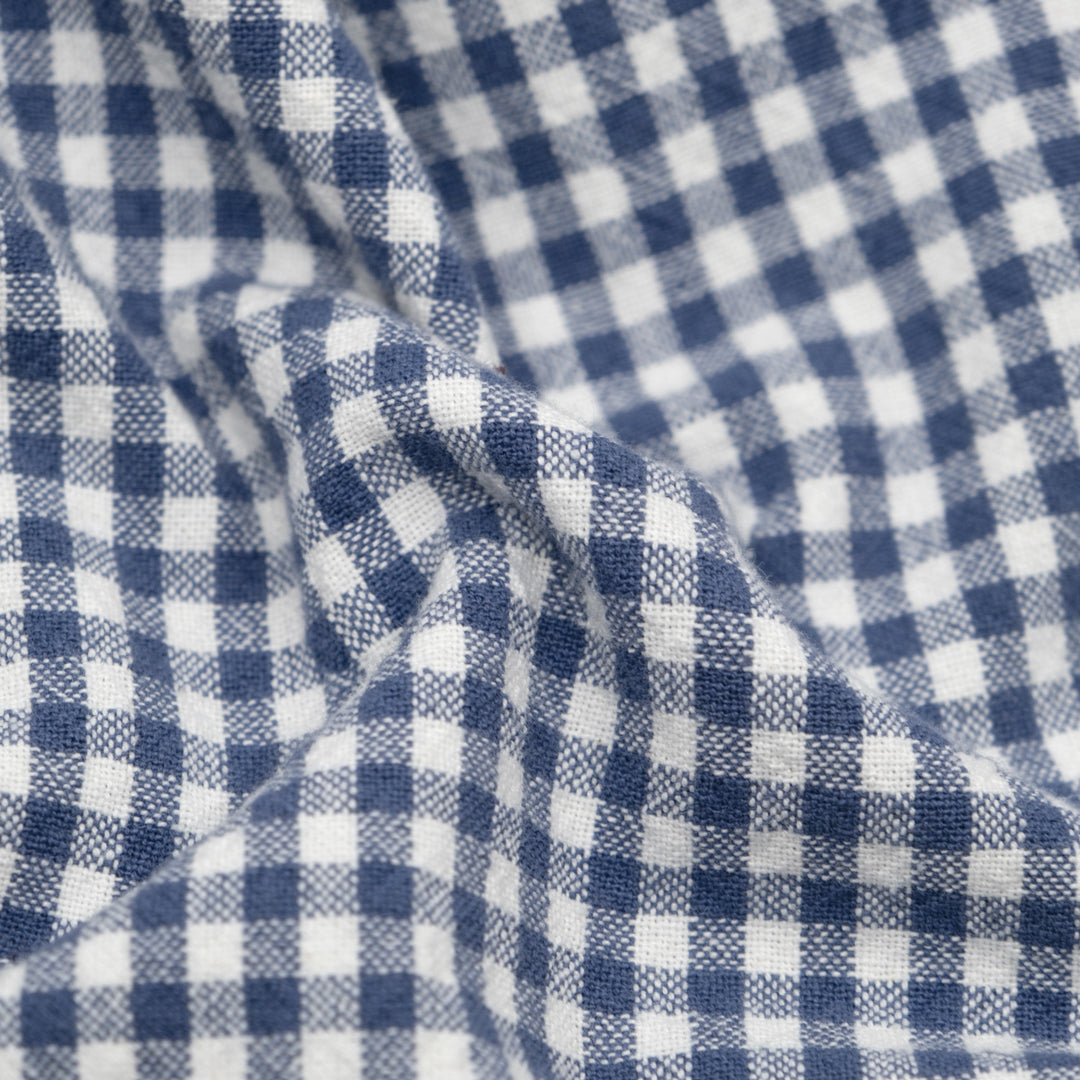Mini Gingham Rustic Organic Cotton - Denim | Blackbird Fabrics