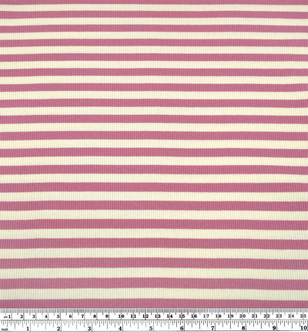 Sugar Stripe Cotton Rib Knit - Tulip | Blackbird Fabrics