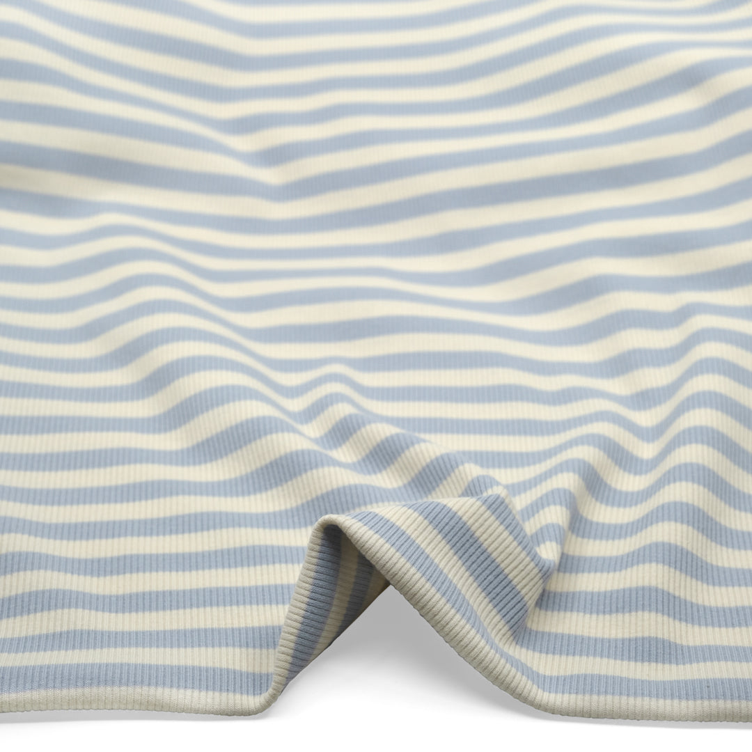 Sugar Stripe Cotton Rib Knit - Baby Blue | Blackbird Fabrics