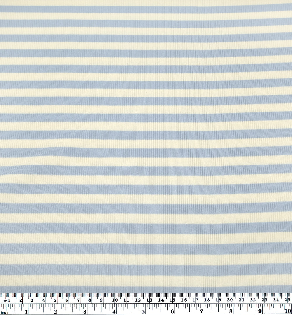 Sugar Stripe Cotton Rib Knit - Baby Blue | Blackbird Fabrics