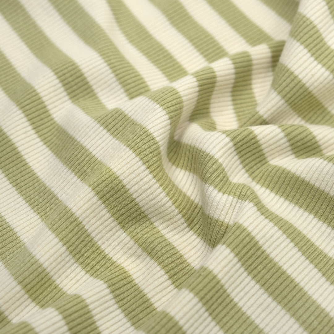 Sugar Stripe Cotton Rib Knit - Daiquiri | Blackbird Fabrics