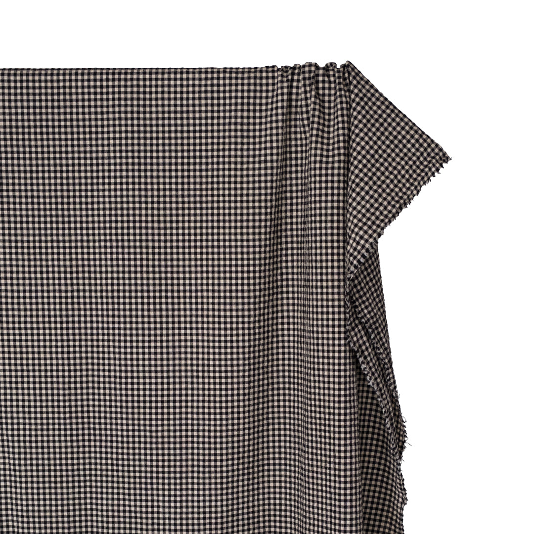 Antique Gingham Cotton Linen - Black/Natural | Blackbird Fabrics