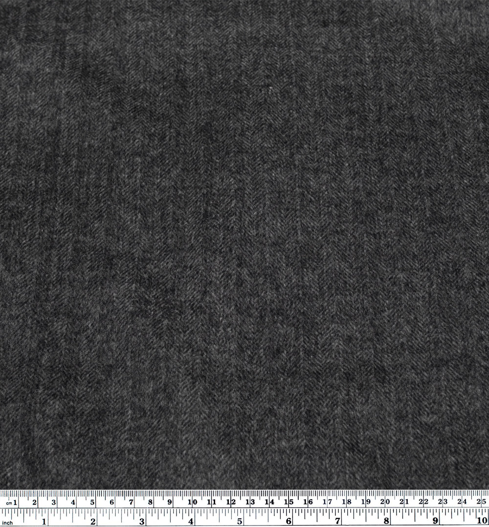 Herringbone Double Faced Wool Coating - Charcoal *Flawed | Blackbird Fabrics
