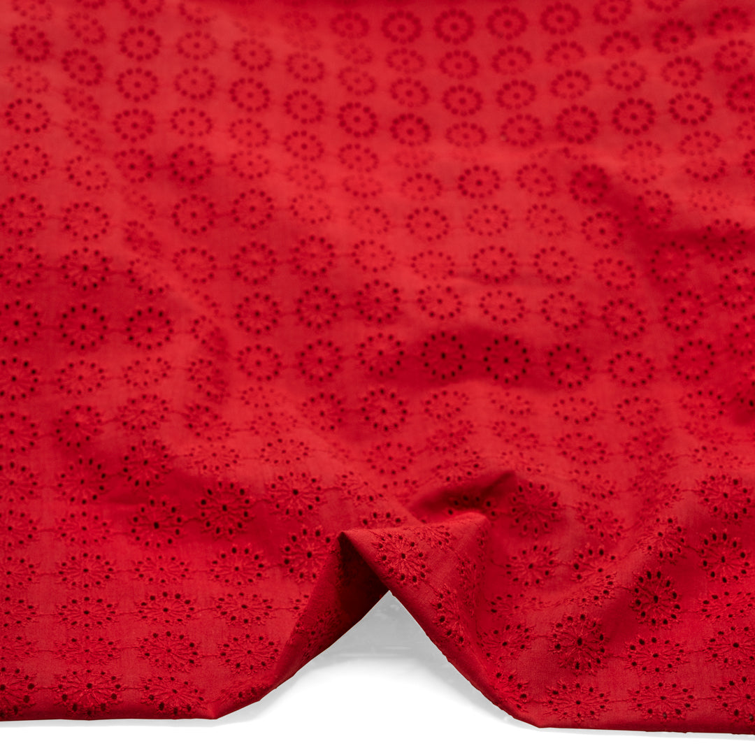 Dandelion Burst Cotton Eyelet - Chili Pepper | Blackbird Fabrics