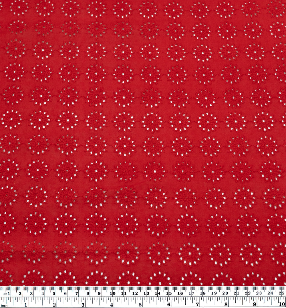 Dandelion Burst Cotton Eyelet - Chili Pepper | Blackbird Fabrics