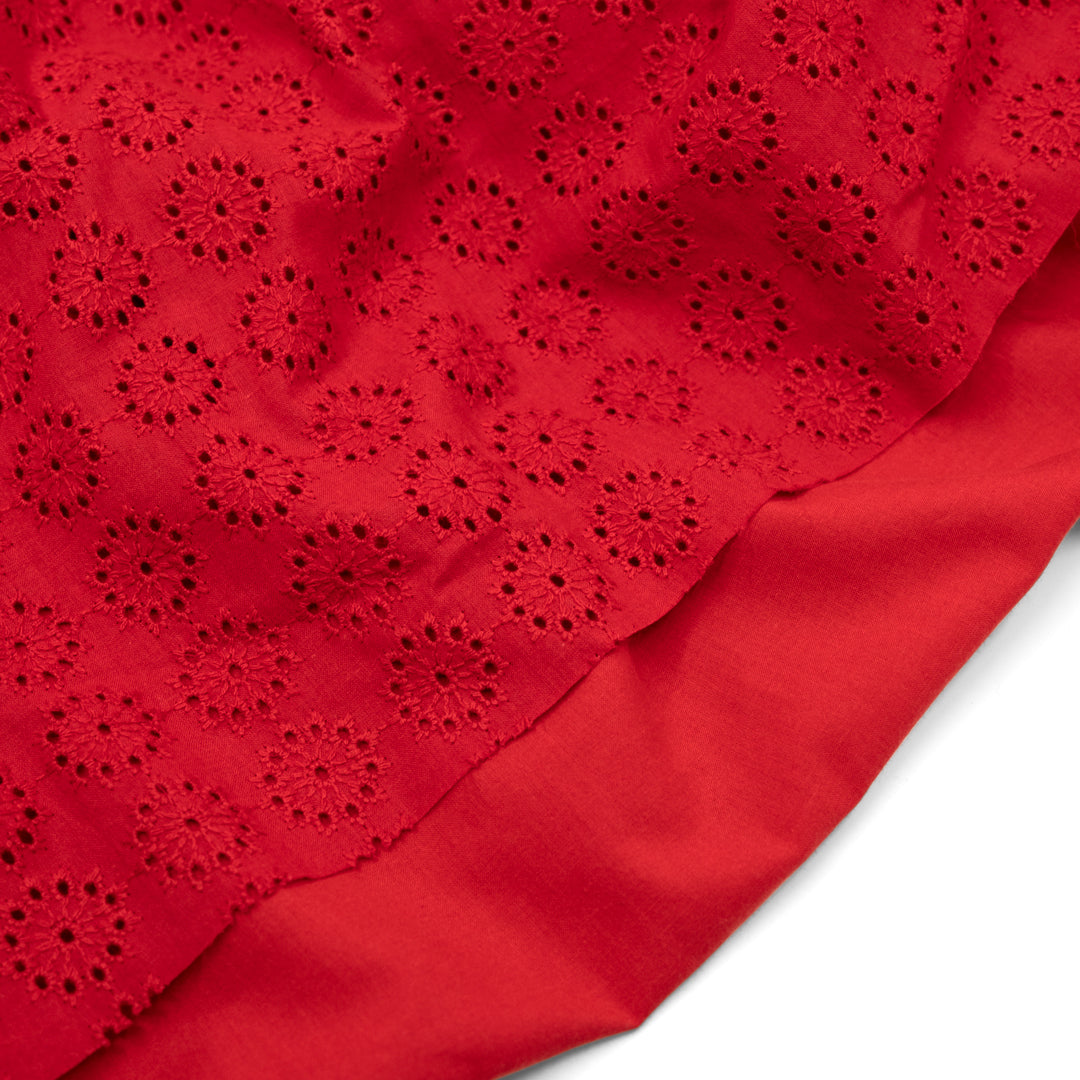 Dandelion Burst Cotton Eyelet - Chili Pepper | Blackbird Fabrics