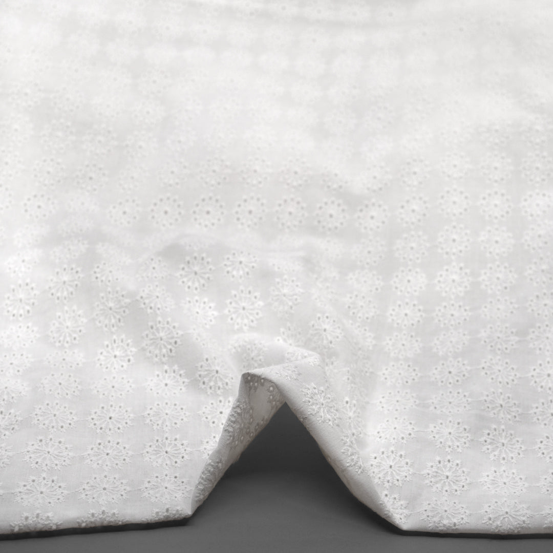 Dandelion Burst Cotton Eyelet - White | Blackbird Fabrics