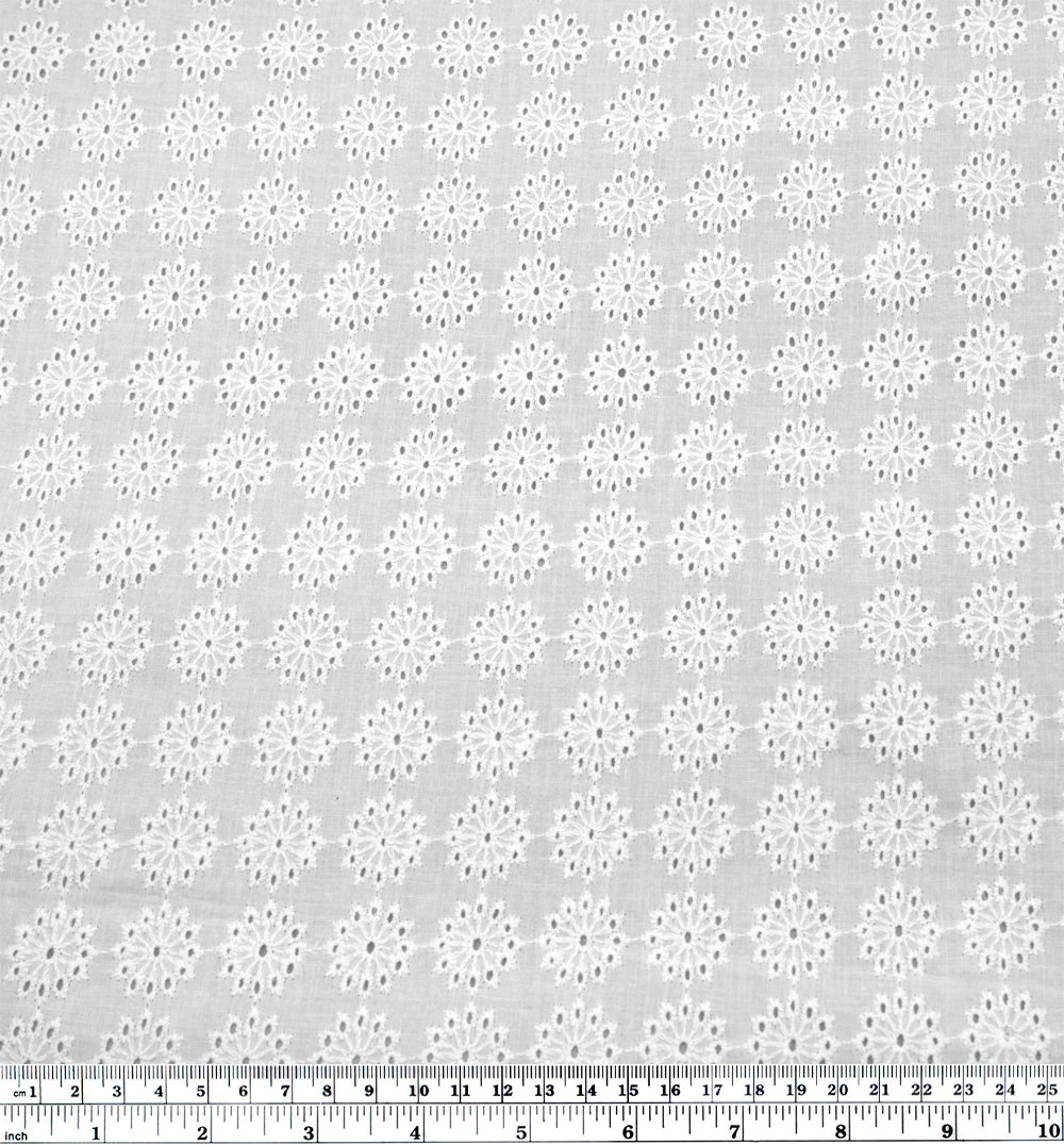 Dandelion Burst Cotton Eyelet - White | Blackbird Fabrics