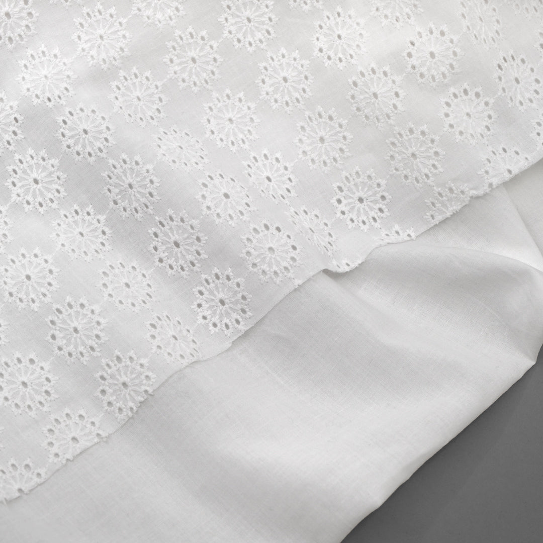 Dandelion Burst Cotton Eyelet - White | Blackbird Fabrics