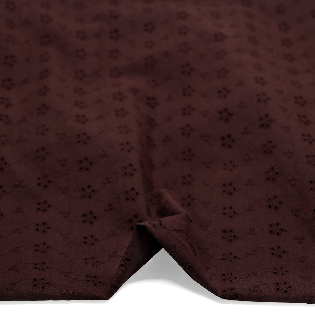 Cascading Vines Cotton Eyelet - Cabernet | Blackbird Fabrics