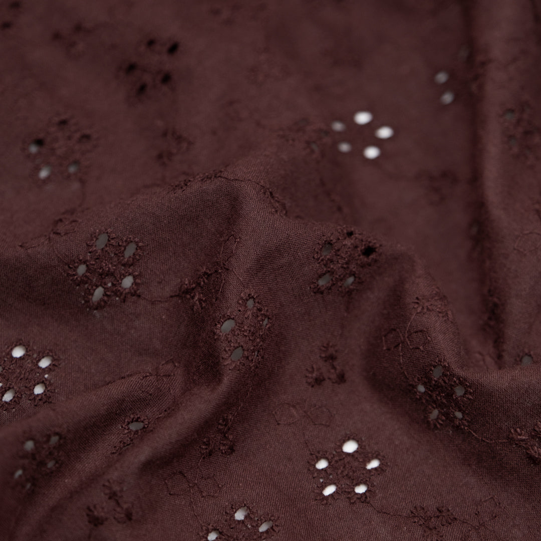 Cascading Vines Cotton Eyelet - Cabernet | Blackbird Fabrics