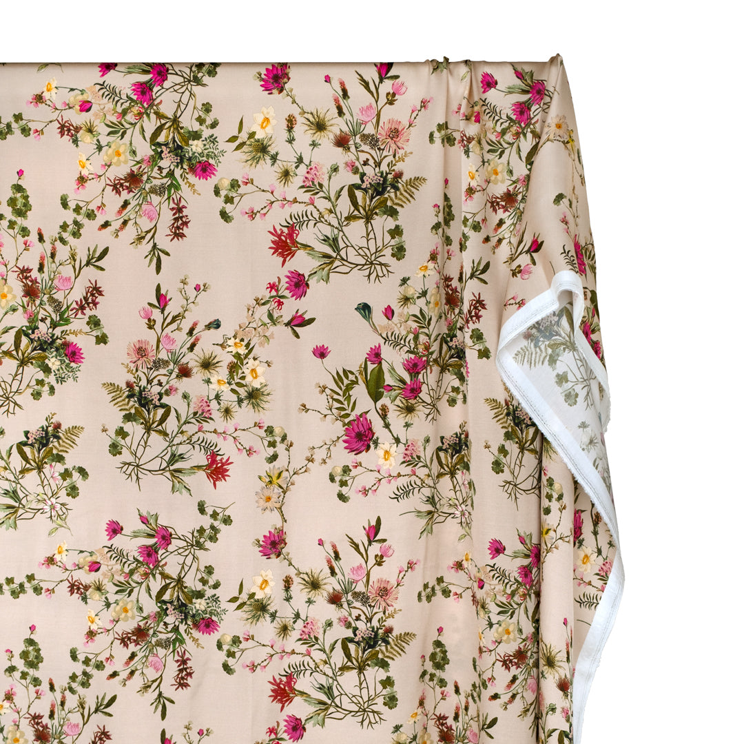 Forager’s Bouquet Viscose Satin - Parchment | Blackbird Fabrics