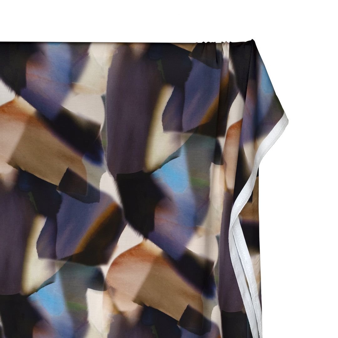 Movement Viscose Satin - Ink/Fog/Multi | Blackbird Fabrics