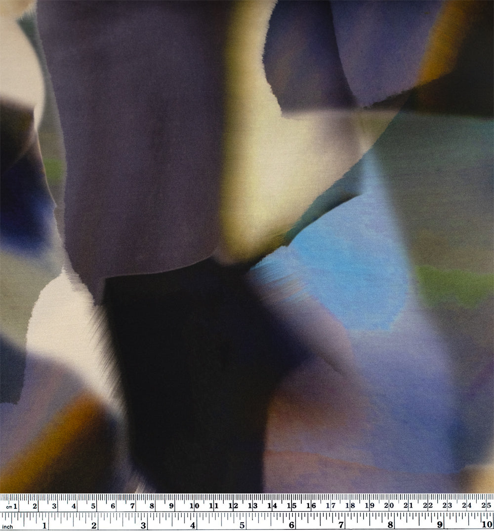 Movement Viscose Satin - Ink/Fog/Multi | Blackbird Fabrics