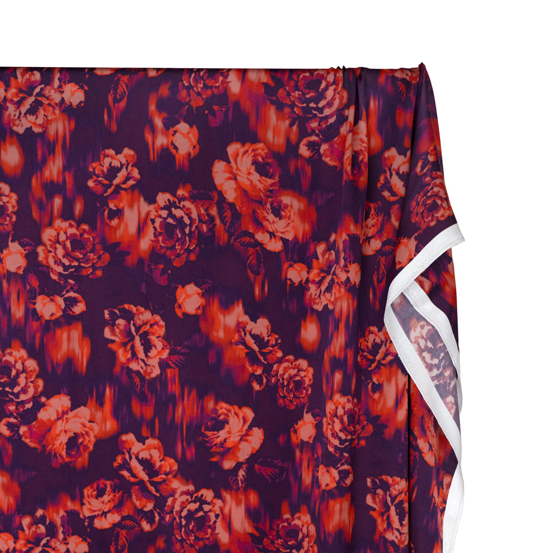 Aura Rose Viscose Satin - Flame/Currant | Blackbird Fabrics