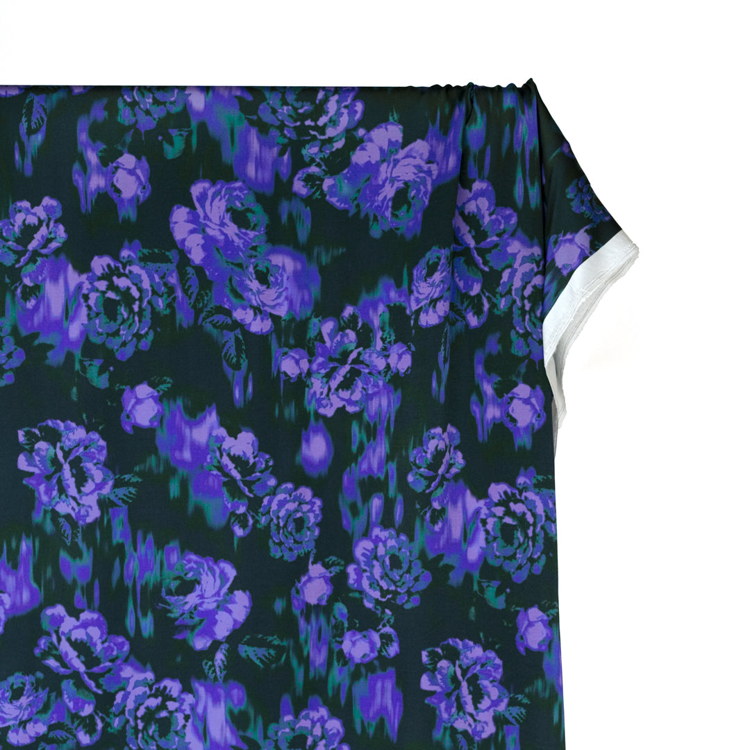 Aura Rose Viscose Satin - Azure/Midnight Blue | Blackbird Fabrics