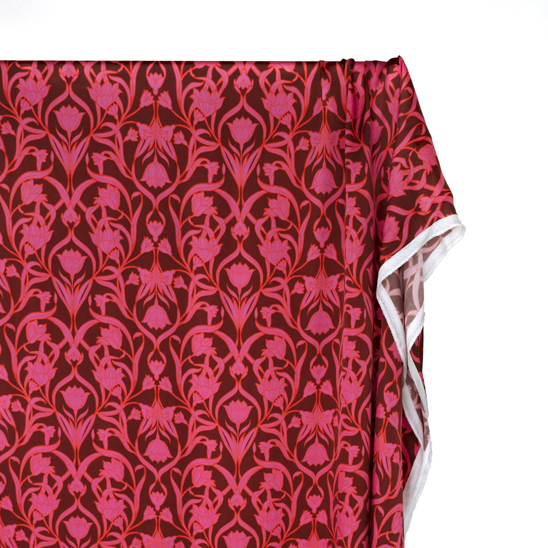 Promenade Viscose Satin - Punch/Deep Plume | Blackbird Fabrics