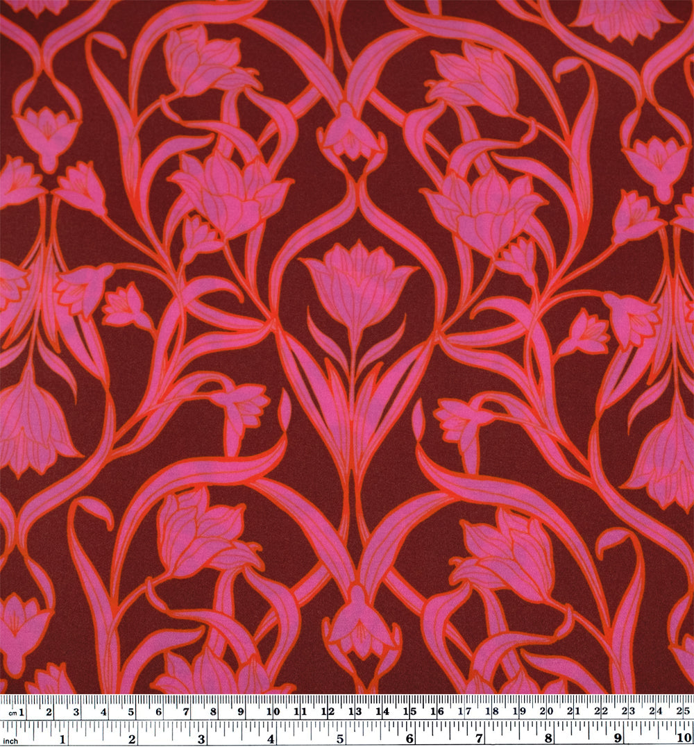 Promenade Viscose Satin - Punch/Deep Plume | Blackbird Fabrics