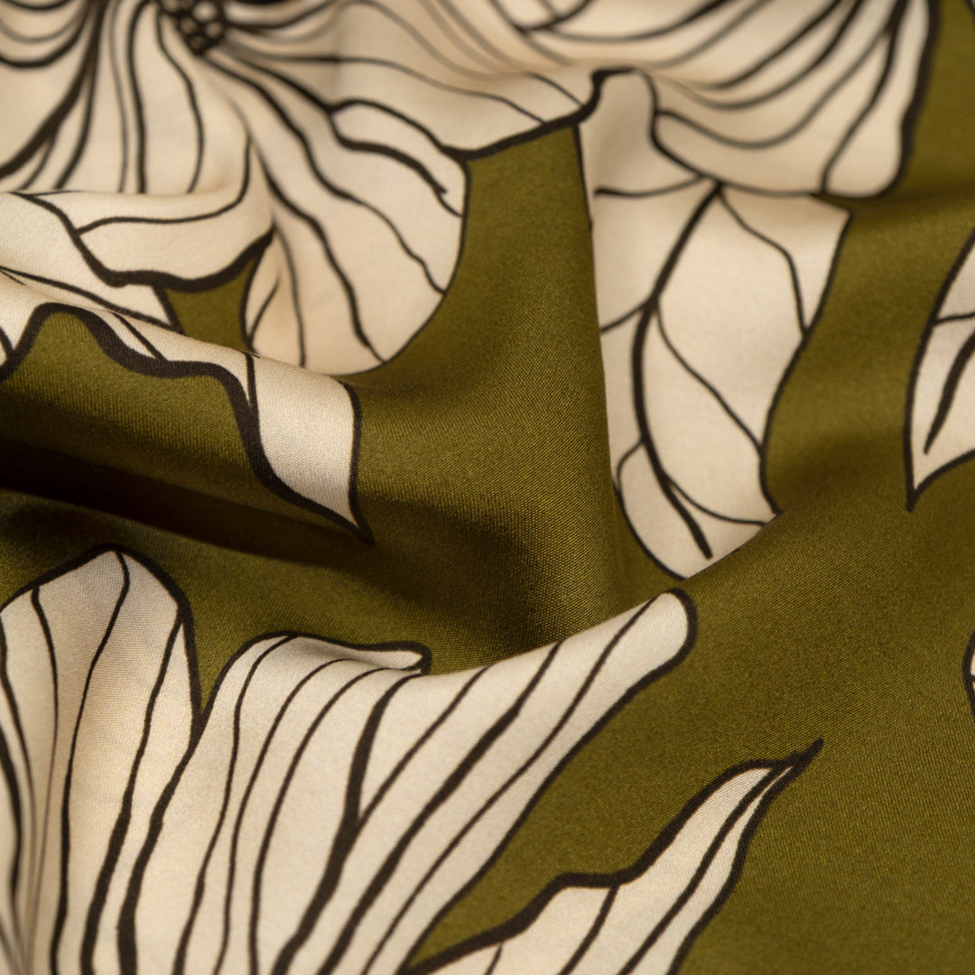 Wallflower Viscose Satin - Cactus/Champagne | Blackbird Fabrics