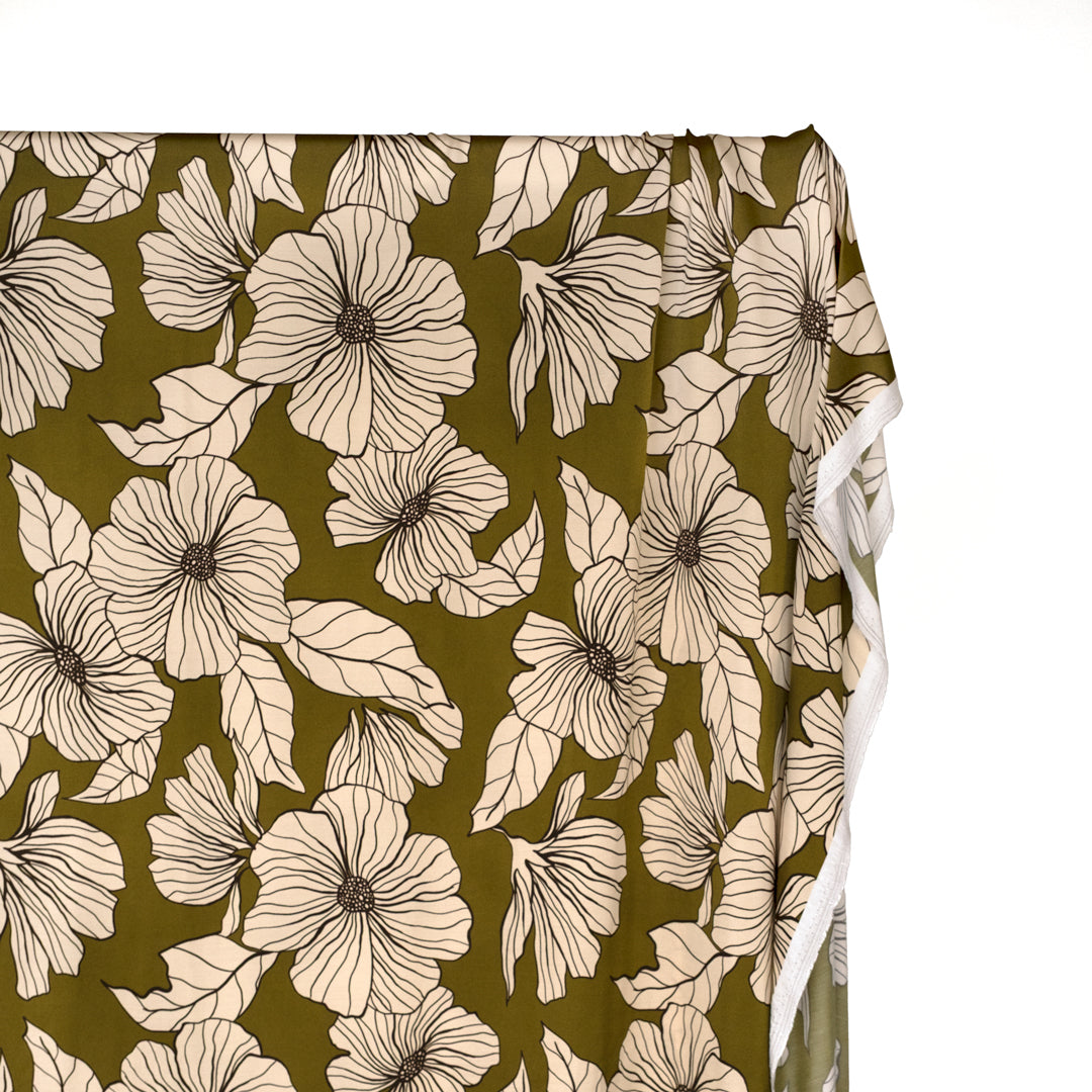 Wallflower Viscose Satin - Cactus/Champagne | Blackbird Fabrics
