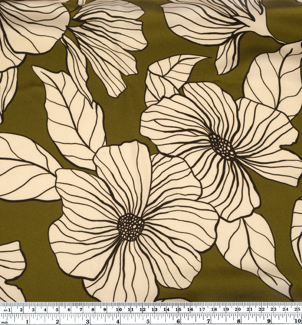 Wallflower Viscose Satin - Cactus/Champagne | Blackbird Fabrics