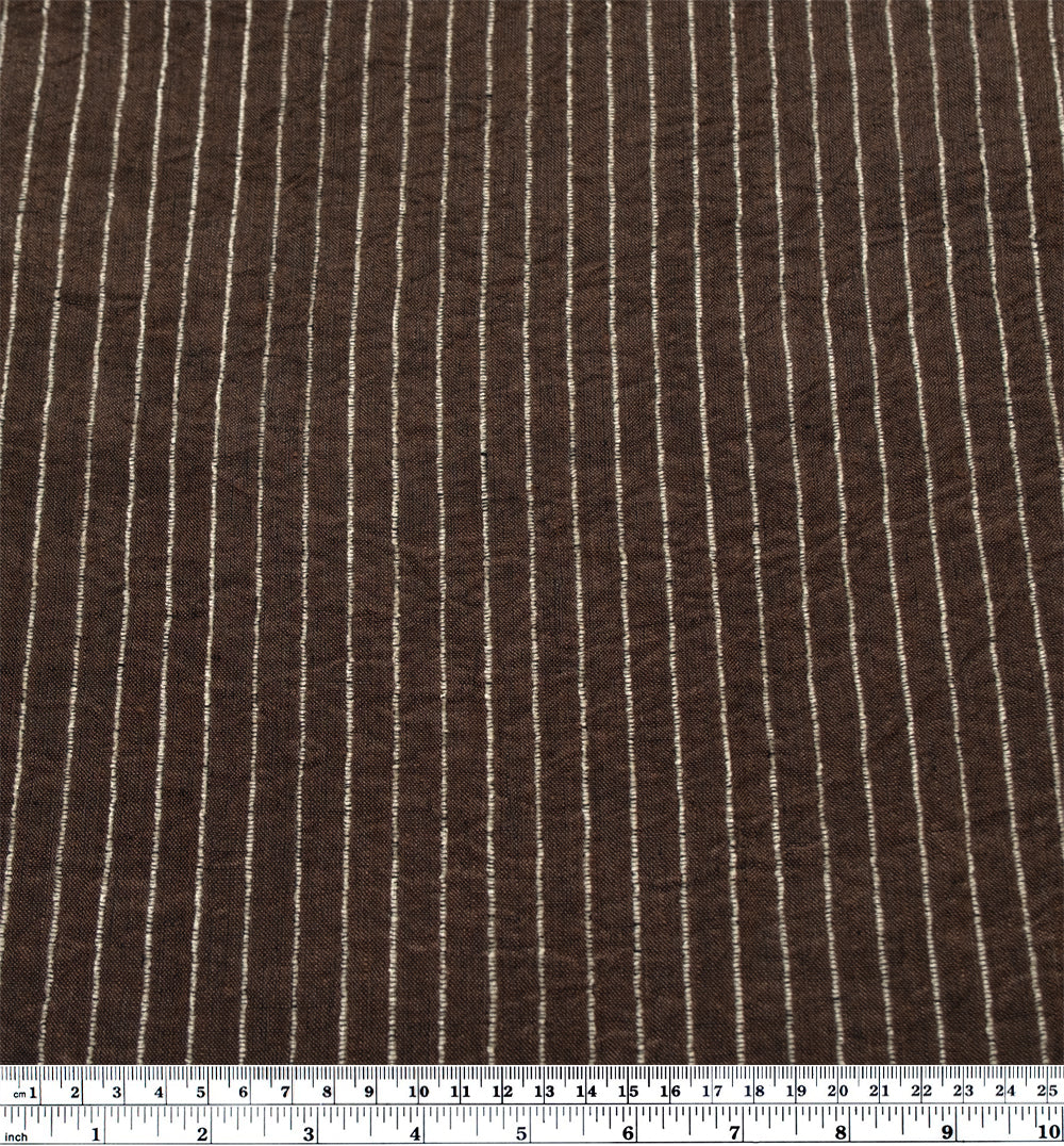 Farmhouse Wide Stripe Linen Rayon - Umber/Pebble | Blackbird Fabrics