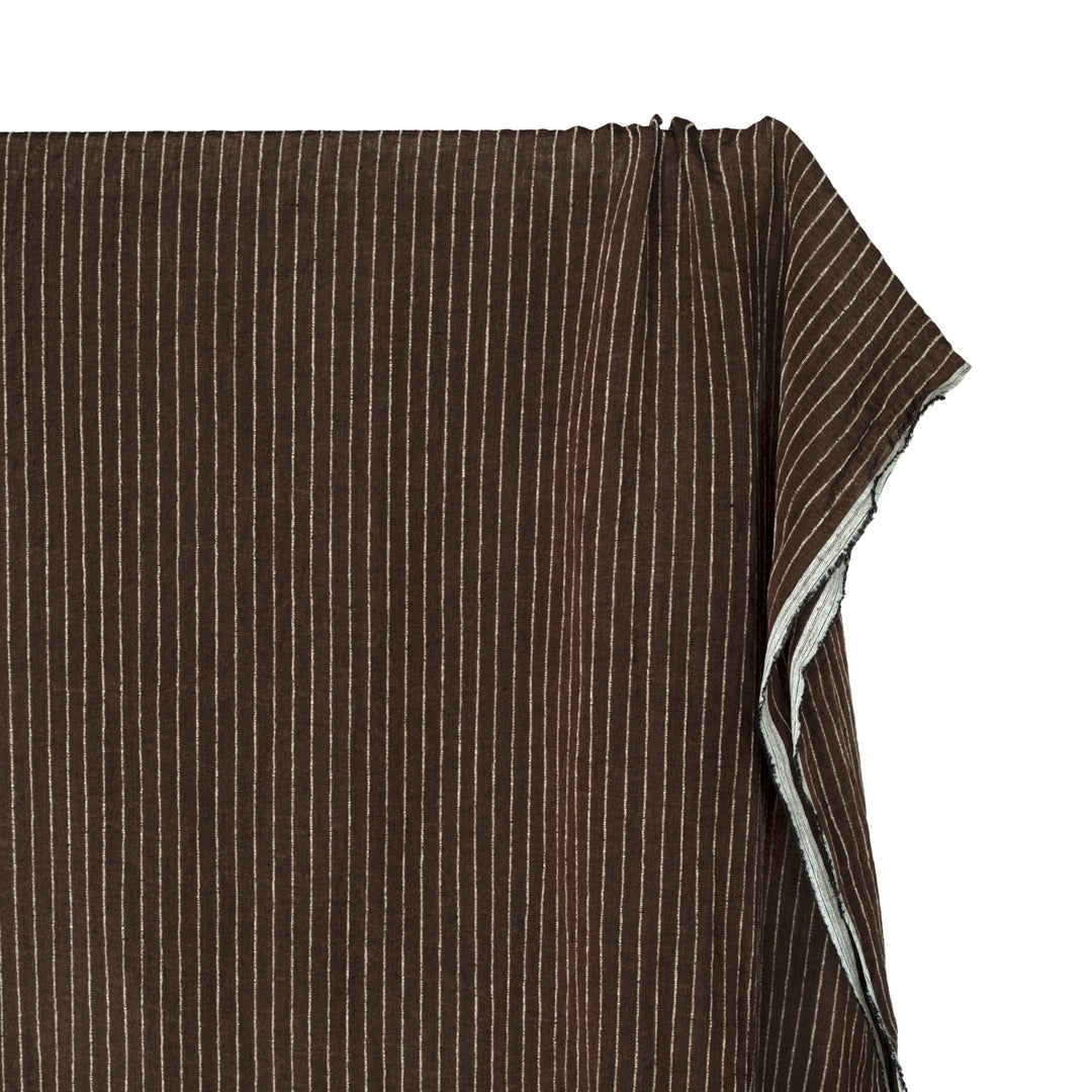 Farmhouse Wide Stripe Linen Rayon - Umber/Pebble | Blackbird Fabrics