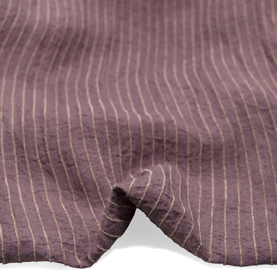 Farmhouse Wide Stripe Linen Rayon - Raisin/Pebble | Blackbird Fabrics