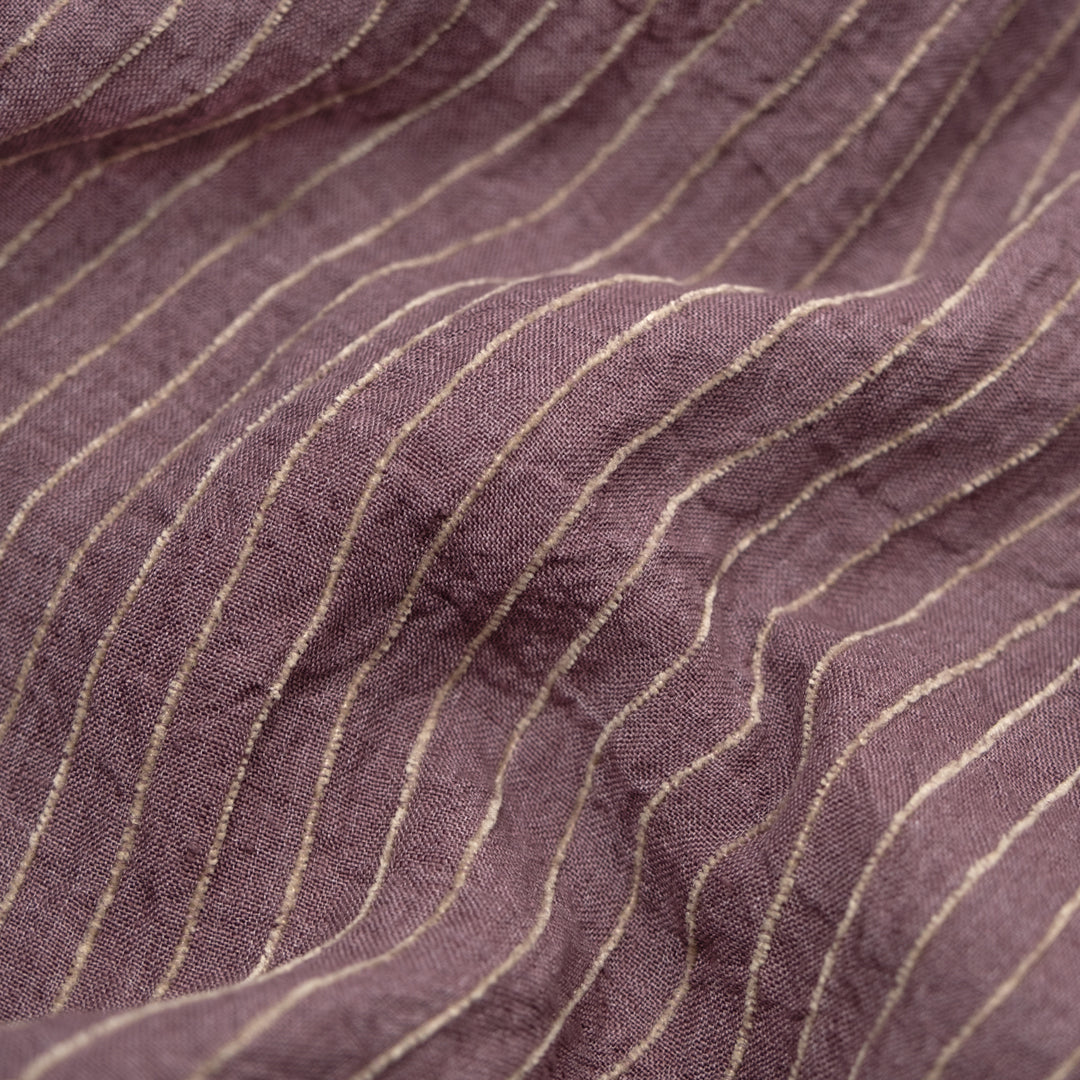 Farmhouse Wide Stripe Linen Rayon - Raisin/Pebble | Blackbird Fabrics