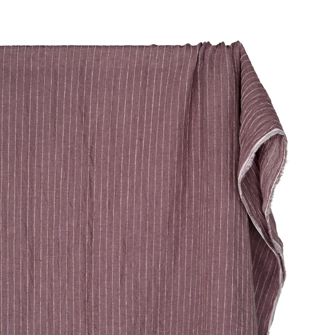 Farmhouse Wide Stripe Linen Rayon - Raisin/Pebble | Blackbird Fabrics