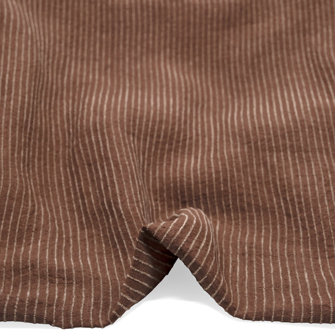 Farmhouse Stripe Linen Rayon - Cappuccino/Pebble | Blackbird Fabrics