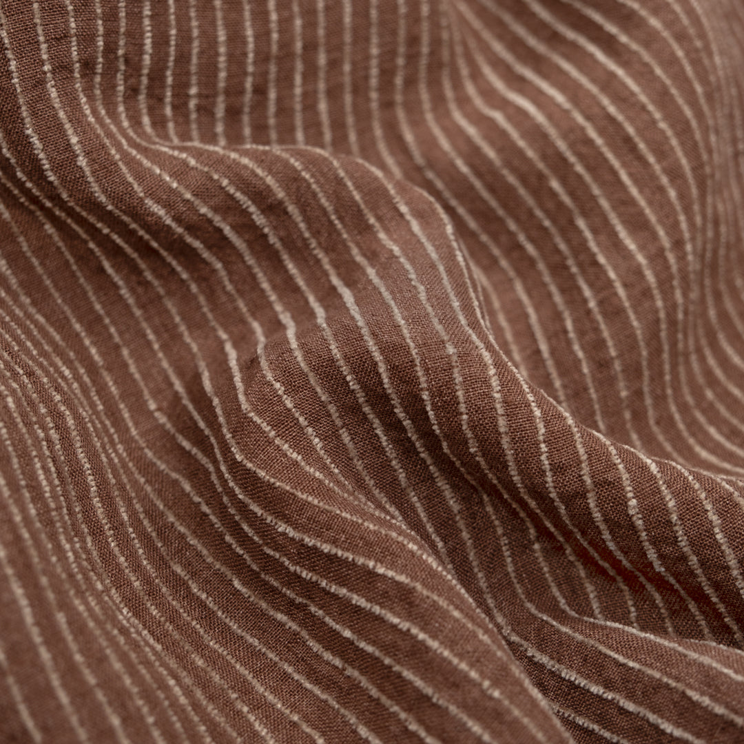 Farmhouse Stripe Linen Rayon - Cappuccino/Pebble | Blackbird Fabrics