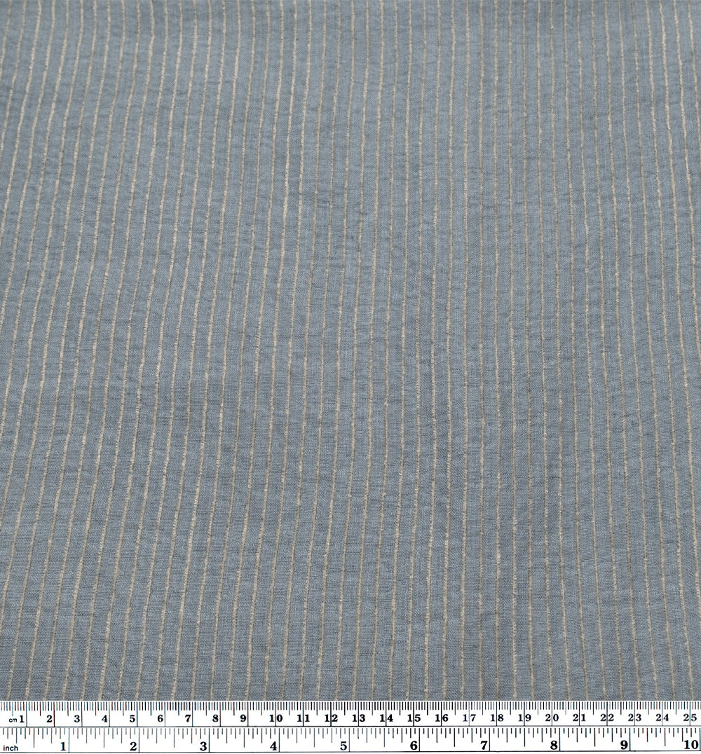 Farmhouse Stripe Linen Rayon - Bluestone/Pebble | Blackbird Fabrics
