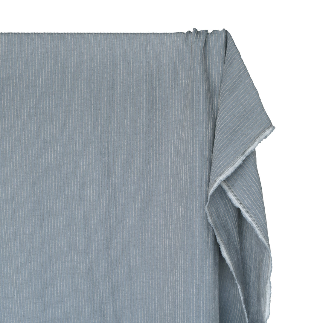 Farmhouse Stripe Linen Rayon - Bluestone/Pebble | Blackbird Fabrics