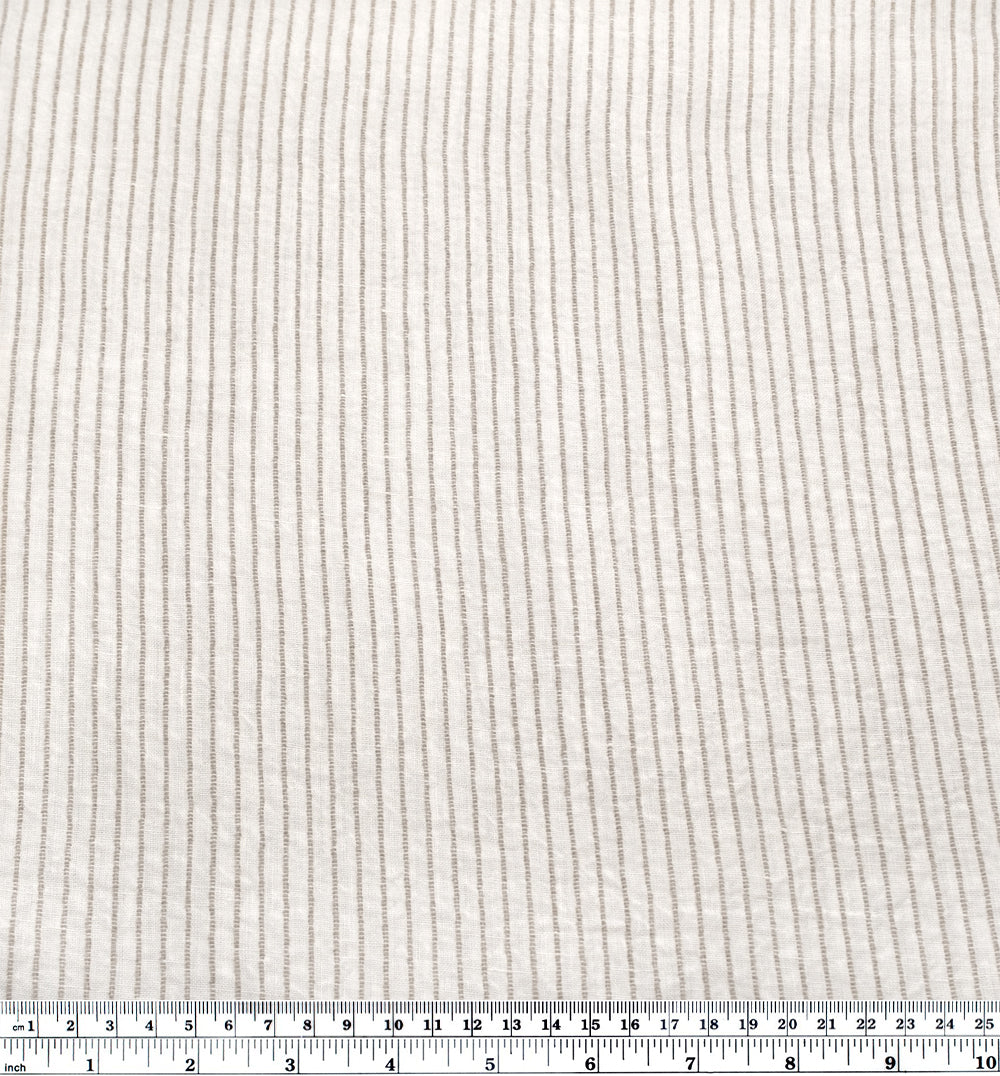 Farmhouse Stripe Linen Rayon - White/Pebble | Blackbird Fabrics