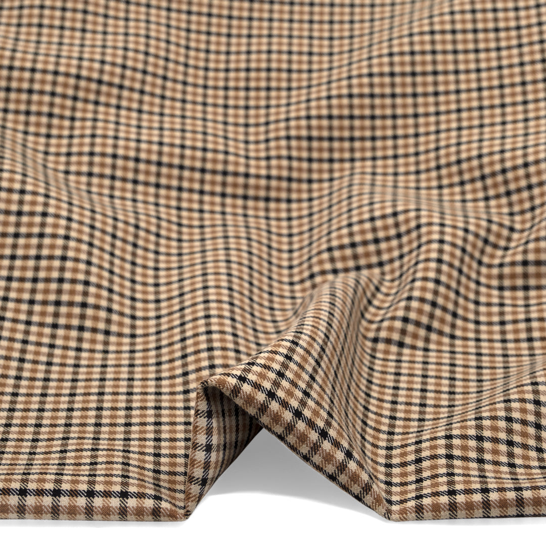 Chronicle Plaid Double Faced Suiting - Parchment/Biscuit/Black | Blackbird Fabrics