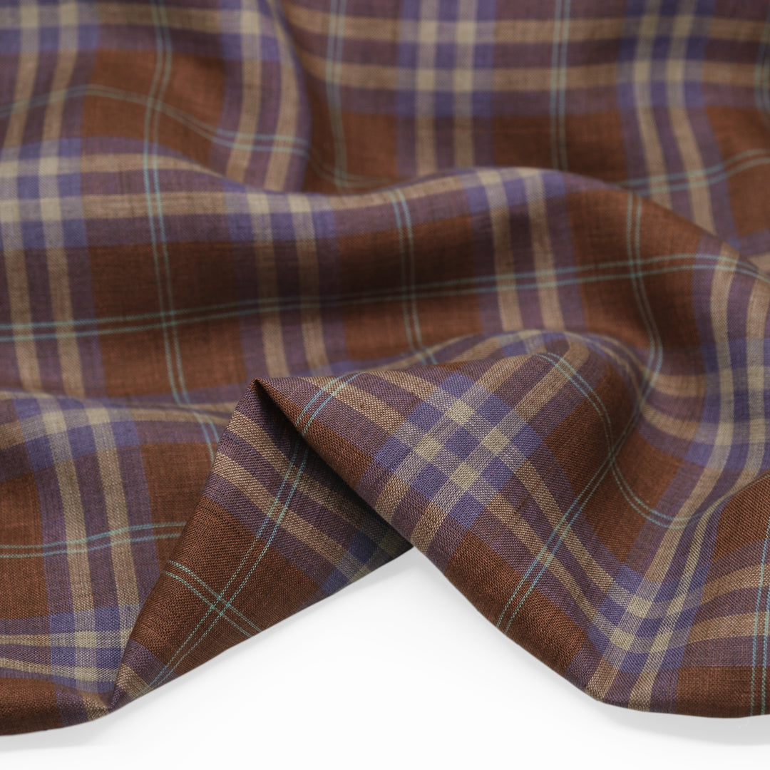 Gallery Plaid Yarn Dyed Linen - Brick | Blackbird Fabrics