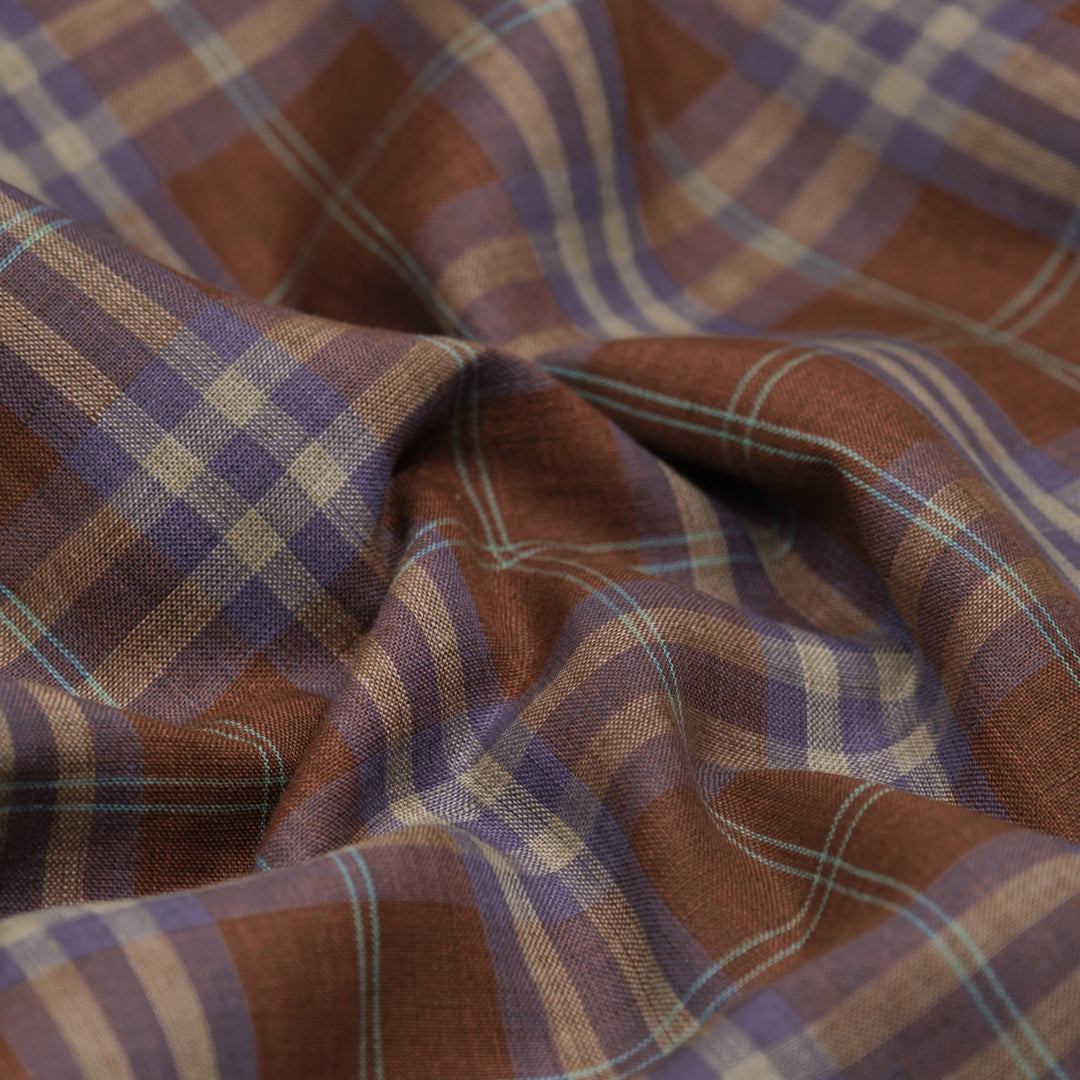 Gallery Plaid Yarn Dyed Linen - Brick | Blackbird Fabrics